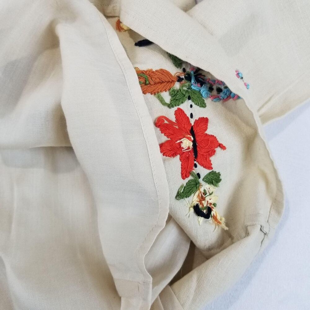 Tularosa Top Small Beige Embroidered Revolve Boho Peasant Floral Tassel Artsy - Picture 7 of 12